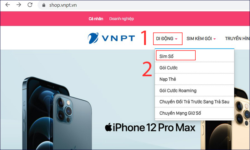 Chọn Sim Số tại trang web